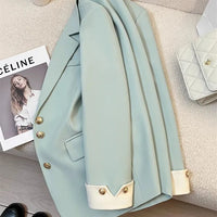 Elegant Women's Blazer Coat Fashion Stand Up Collar Long Sleeve Female Coats Spring Autumn Fashion Loose Office Lady Outwear
