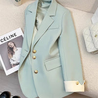 Elegant Women's Blazer Coat Fashion Stand Up Collar Long Sleeve Female Coats Spring Autumn Fashion Loose Office Lady Outwear