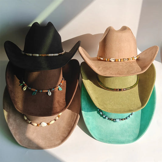 New Big Brim Cowgirl Cowboy Vegan Suede Hat Felt Fedora Hat for Women Men Classic and Fashionable All-match Hat sombrero vaquero