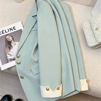 Elegant Women's Blazer Coat Fashion Stand Up Collar Long Sleeve Female Coats Spring Autumn Fashion Loose Office Lady Outwear