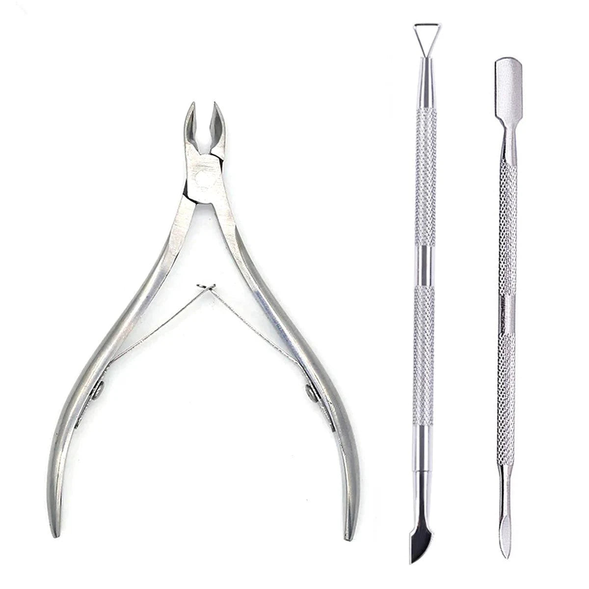 4 Pcs/Set Professional Stainless Steel Nail Cutter Scissor Nippers Muti Function Cuticle Pusher Remover Nail Care Manicure Kits - MANDOTOS