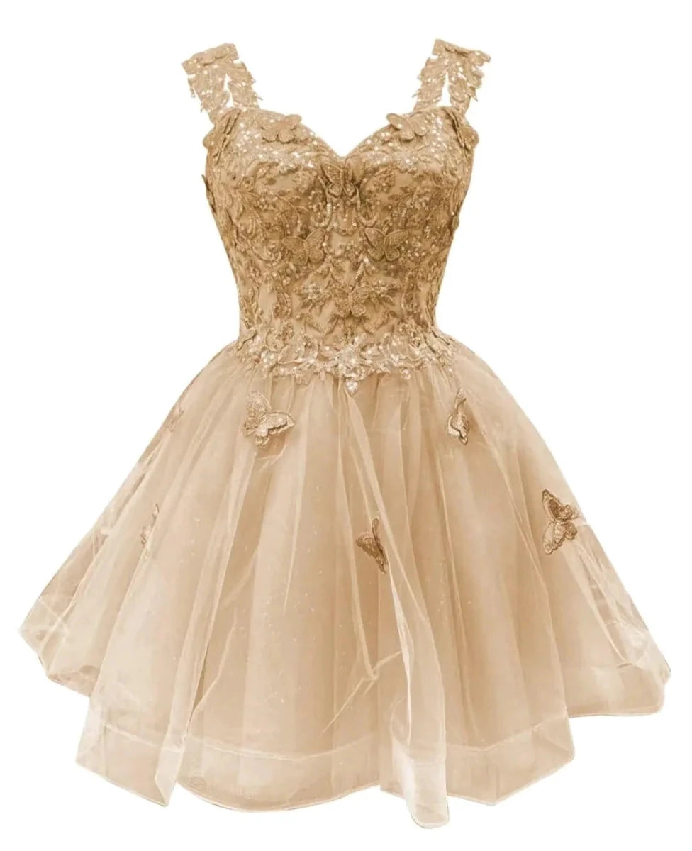 Butterfly Sparkle Off - Shoulder Homecoming Dress - MANDOTOS INTERNATIONAL