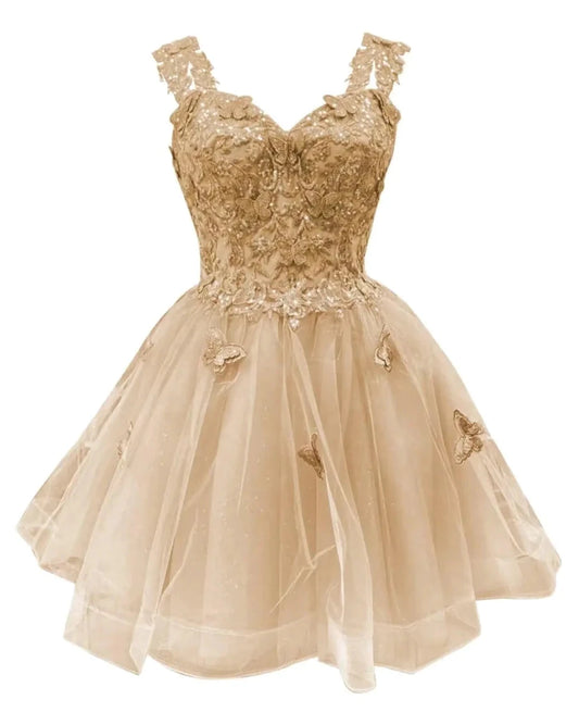 Butterfly Sparkle Off - Shoulder Homecoming Dress - MANDOTOS INTERNATIONAL