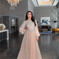 Bashira Long Sleeve Embellished Sequin Modest Ball Gown