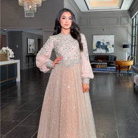 Bashira Long Sleeve Embellished Sequin Modest Ball Gown