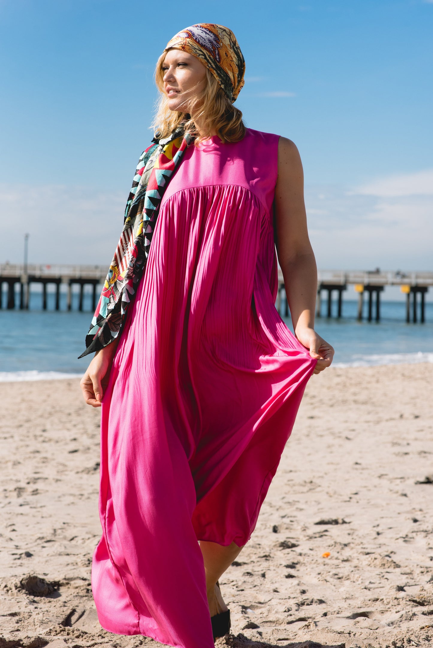 Romane Maxi Dress: Luxury Silk in Hot Pink, Effortless Elegance for Any Occasion - Apparel & Accessories