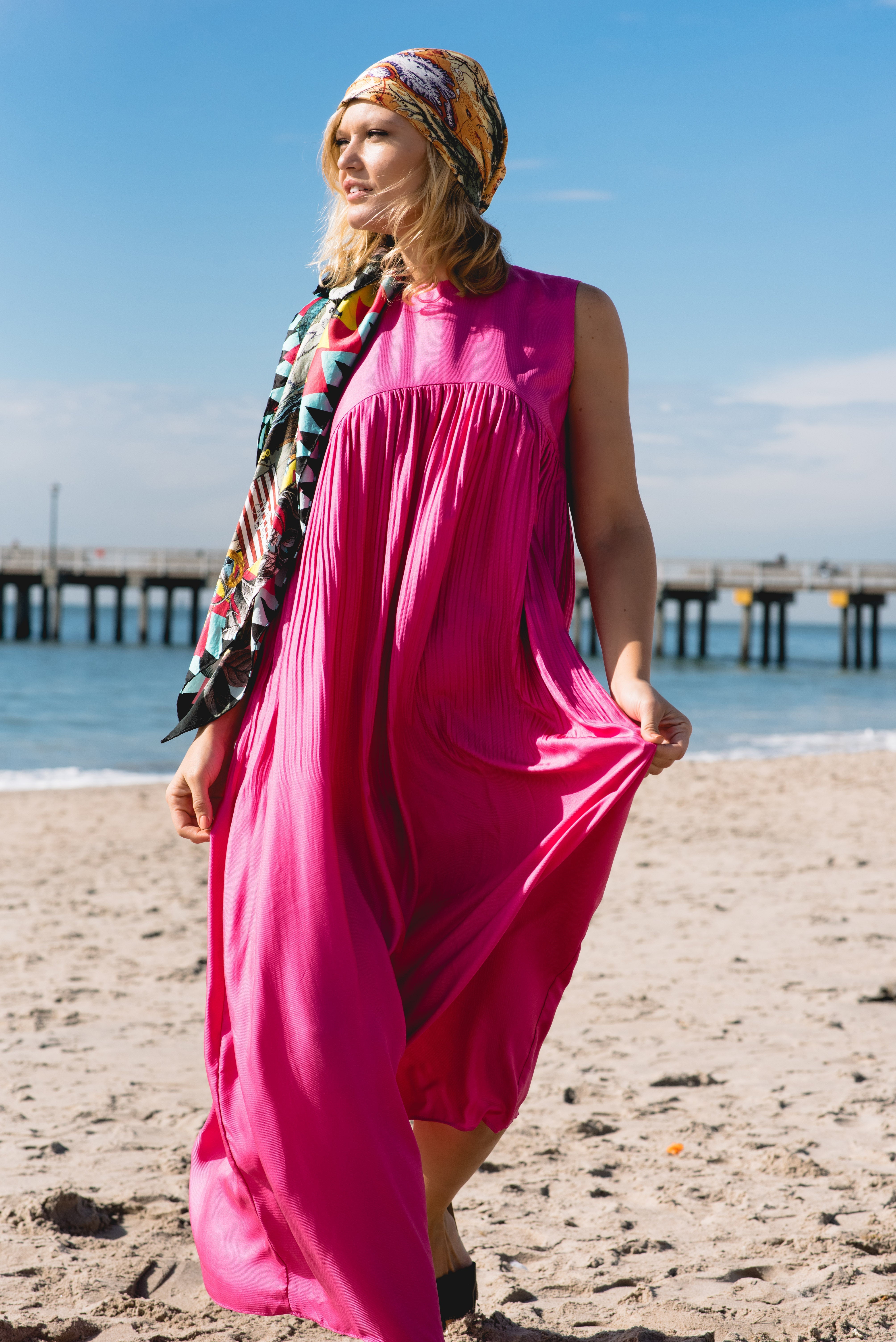 Romane Maxi Dress: Luxury Silk in Hot Pink, Effortless Elegance for Any Occasion - Apparel & Accessories