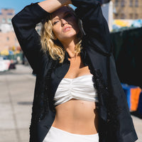 Valerie Black Designer Bomber Jacket: Luxe Sophistication for Modern Women - Apparel & Accessories