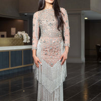 Dalia Long Sleeve Beaded Sequin Modest Tassel Gown