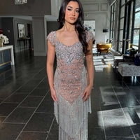 Dinah Cap Sleeve Beaded Tassel Dress