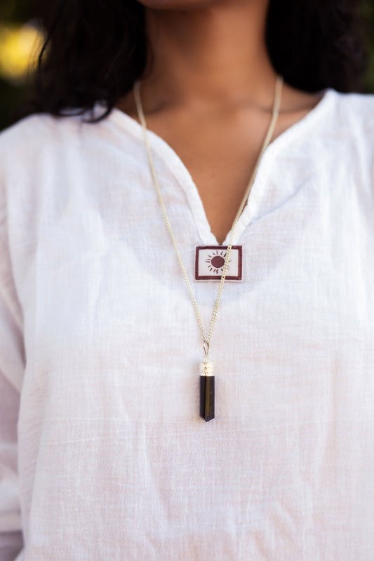 Black Tourmaline Protection Pendant Silver plated