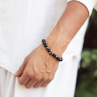 Triple Protection Bracelet WIth Tigers Eye, Hematite, and Obsidian(7.5 inches)
