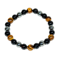 Triple Protection Bracelet WIth Tigers Eye, Hematite, and Obsidian(7.5 inches)
