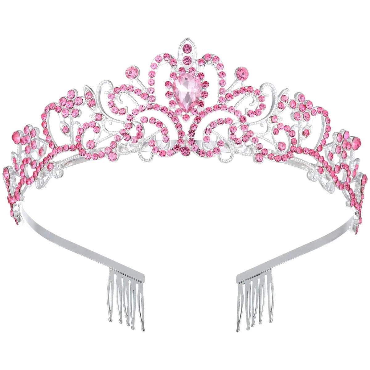 Crystal Queen Rhinestone Tiara with Combs - MANDOTOS INTERNATIONAL