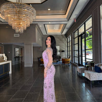 Moral Modest Long Sleeve Flower Mermaid Gown