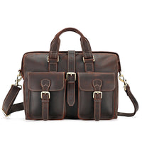 Large Capacity Men's Genuine Crazy Horse Leather Retro Business Briefcase Bag Single Shoulder Handbag for Travel