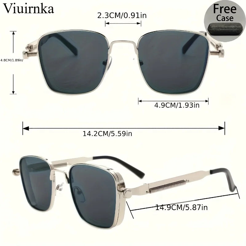 Trendy Unique Reflective Punk Sunglasses | High-Quality Unisex Design with Case, Perfect for Outdoor Travel/Driving/Summer Beach