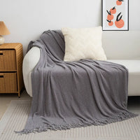 Super Soft Cozy Knitted Wool Throws Solid Color Nap Cover Blanket with Tassels Home Decor Travel Use Wholesale