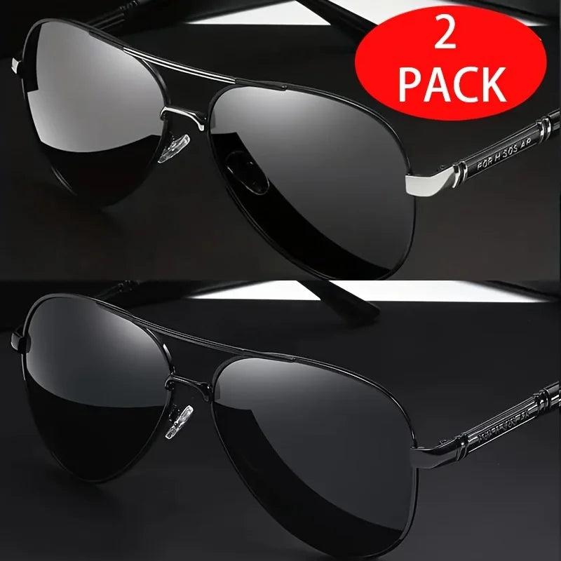 Two Pairs of Stylish Metal Frame and TAC Lenses for Sharpness. They Are Ideal For. Elegant Design in Red Sunglasses