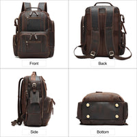 Hot Large Vintage Leather Men's Backpack Multifunction Fashion Daypack for School and Travel Neutral Style