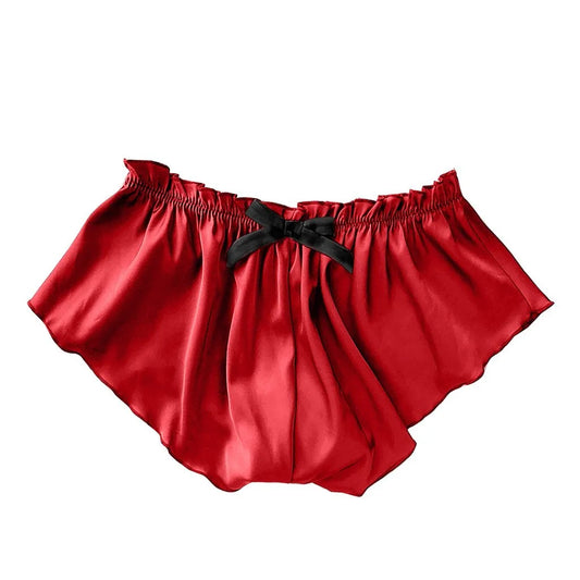 Silk Satin Sexy Panties Simple Flowers Floral Printed Lace Pajamas Underwear Fashionable Oversized Women Shorts Under Wears