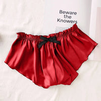 Silk Satin Sexy Panties Simple Flowers Floral Printed Lace Pajamas Underwear Fashionable Oversized Women Shorts Under Wears