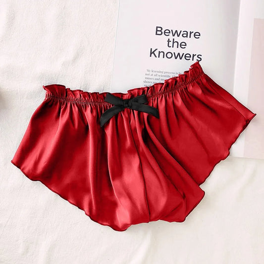 Silk Satin Sexy Panties Simple Flowers Floral Printed Lace Pajamas Underwear Fashionable Oversized Women Shorts Under Wears