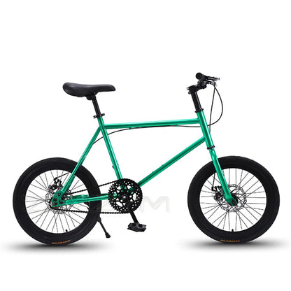 20 Inch Bike Single Speed Fixie Bike Double Dsic Brake Bicycle Freewheel Frame Mini Bicycle Height Adjustable 75-90cm