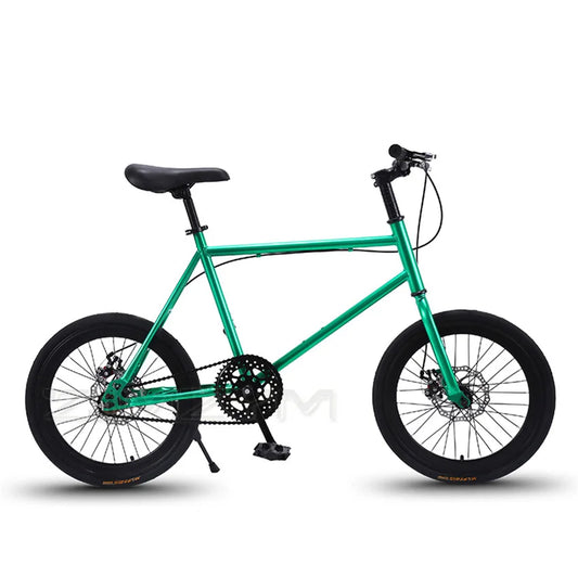 20 Inch Bike Single Speed Fixie Bike Double Dsic Brake Bicycle Freewheel Frame Mini Bicycle Height Adjustable 75-90cm