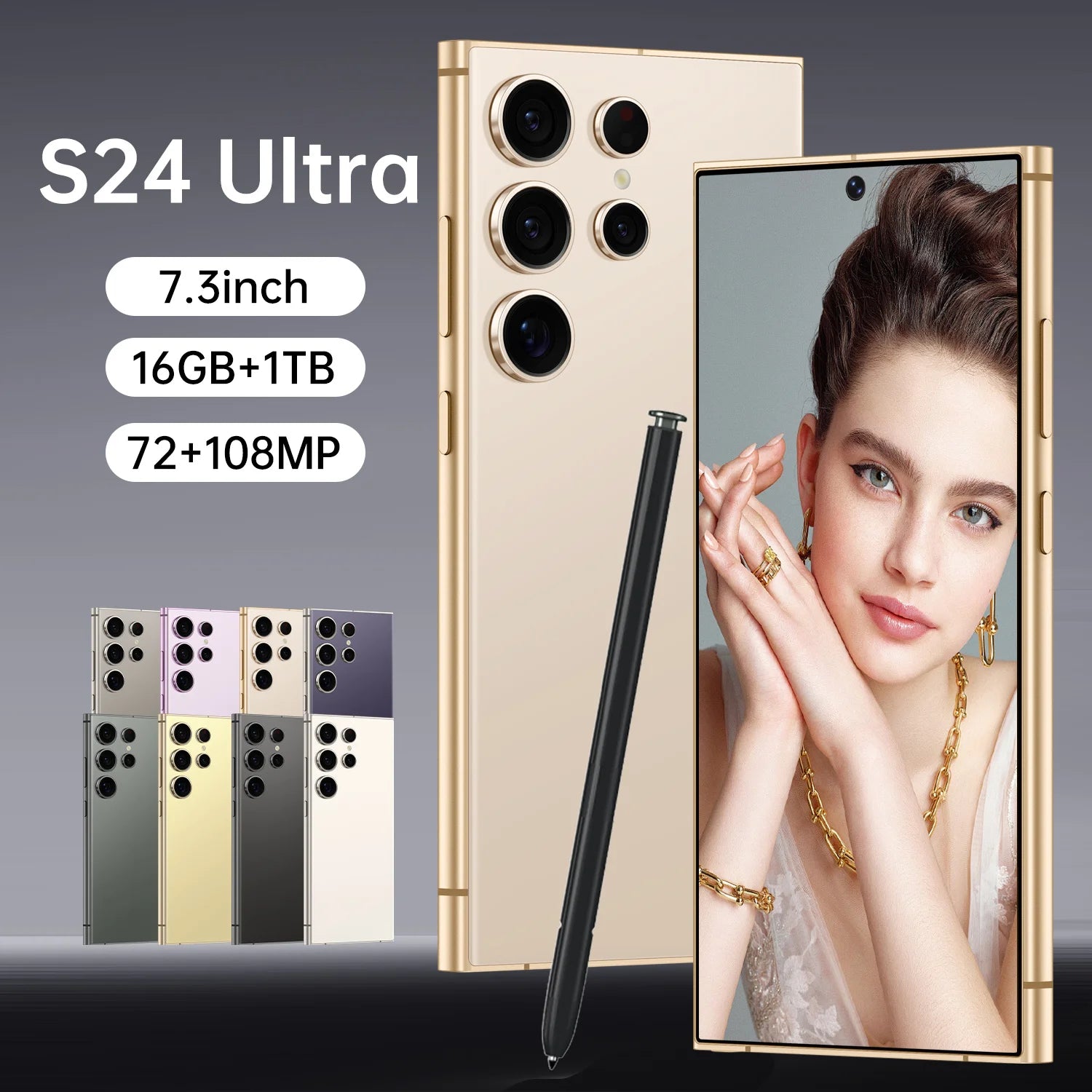 S24 Ultra 7.3 5G French/Spanish/English Smartphone 108MP Rear Camera 12GB+256GB Business Travel 65W Quick Charge CDMA