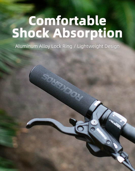 ROCKBROS Cycling Grips Anti-skid Shockproof Silicone Sponge Handlebar Grips MTB Road Bike Grips Ultraight Cycling Handlebars