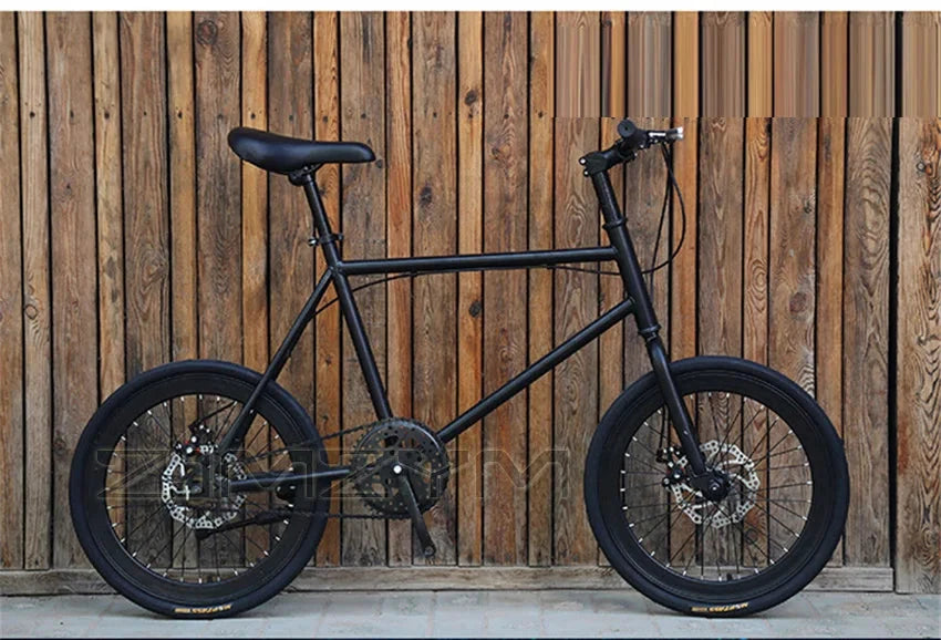 20 Inch Bike Single Speed Fixie Bike Double Dsic Brake Bicycle Freewheel Frame Mini Bicycle Height Adjustable 75-90cm MANDOTOS