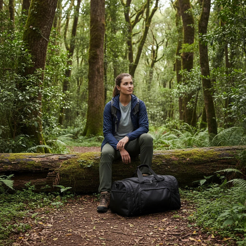 Fashion Foldable Duffel Bag Unisex Large Capacity Travel Weekender Hiking Sports Bag with Shoe Compartment