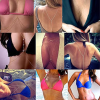 8Pcs Sexy Body Chain Belly Waist Chain Necklace Summer Beach Bikini Bra Body Jewelry for Women Gold Tone