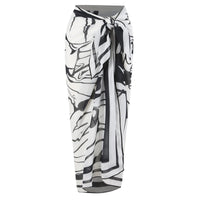 High Quality Swimwear Fabric Women Print Sarong Swimsuit Beach Coverup Wrap Skirt Pareo 2Pcs Bikini Set Custom Logo Bathing Suit