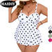 Custom Plus Size Swim Dress Sexy Backless Dot Prints Two Piece High Wist Bikini Swimsuit Women Swimwear