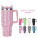 Glitter Coated Stainless Steel Tumbler with Diamond Design - 40oz - MANDOTOS INTERNATIONAL
