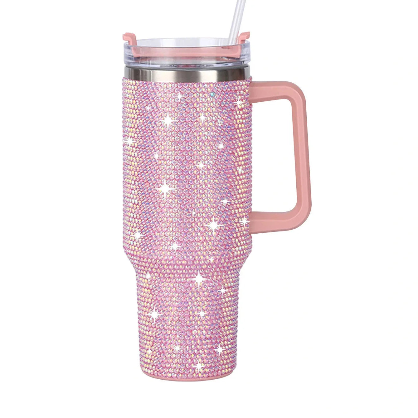 Glitter Coated Stainless Steel Tumbler with Diamond Design - 40oz - MANDOTOS INTERNATIONAL