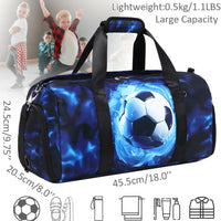 Sports Duffle Bag for Boys Football Gymnastic Bags with Wet Pocket Shoes Compartment Lightning Travel Duffel Bag