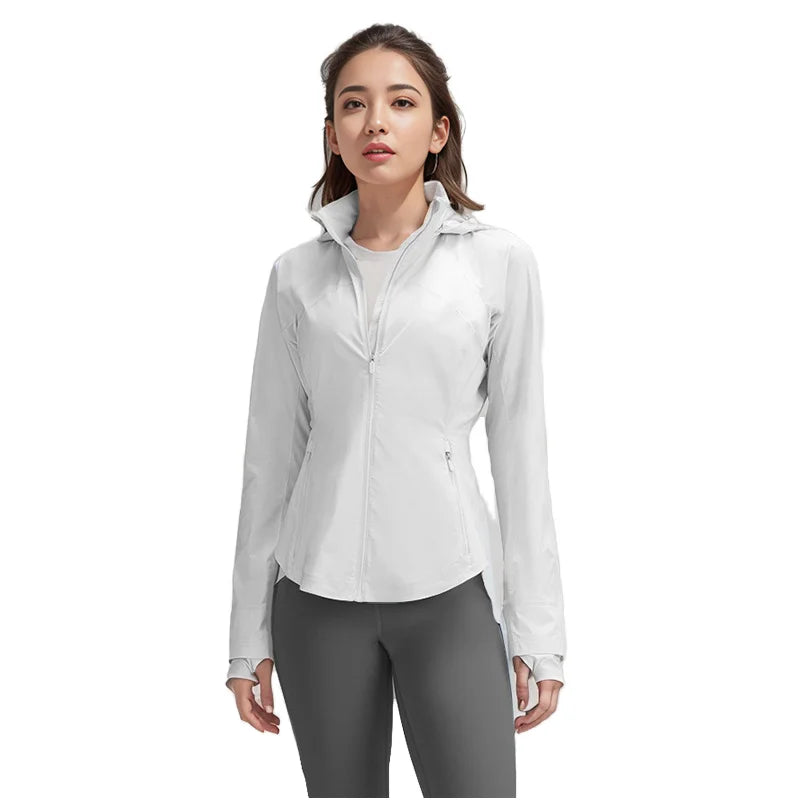 New Summer Women Sunscreen Coat Hooded Outdoor Sunshade Breathable UV Resistant Ice Silk Long Sleeve Sports Running Jacket