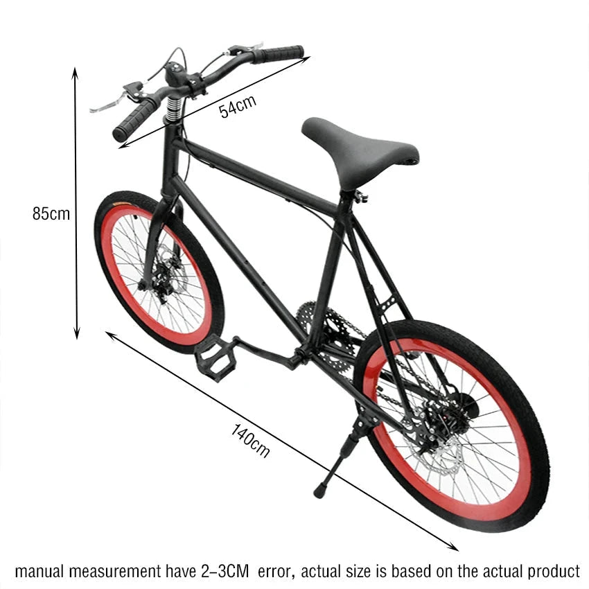 20 Inch Bike Single Speed Fixie Bike Double Dsic Brake Bicycle Freewheel Frame Mini Bicycle Height Adjustable 75-90cm MANDOTOS
