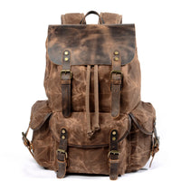 Vintage Batik Canvas Leather Backpacks for Men Laptop Daypacks Waterproof Canvas Rucksacks Mountaineering Travel Backpack