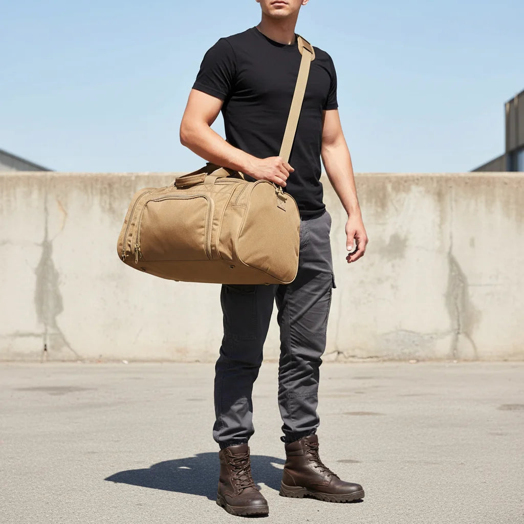 Waterproof Tactical Gym Duffel Bag with Shoe Compartment Large Capacity Travel Weekender Bag for Men and Women