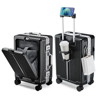 2026 US Warehouse 20 24 Inch Zipperless Aluminum Frame PC Suitcase Luggage High Quality Front Opening Hard Shell Travel Suitcase