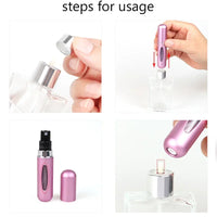 Portable 5ml Travel Perfume Atomizer Mini Metal Aluminum Liquid Container Plastic Pump Empty Cosmetics Bottle Personal Care