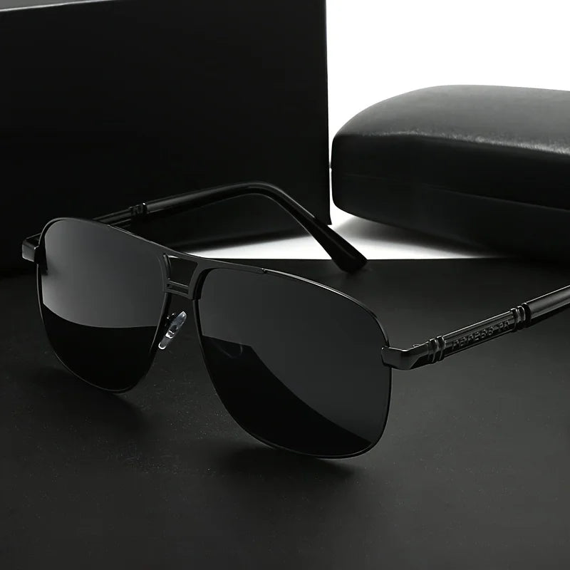 Men'S Large Frame Sunglasses | Black to Red Gradient TAC Lens, Full-Rim Iron Frame, Protection, Easy-Clean Lens Surface,Polished