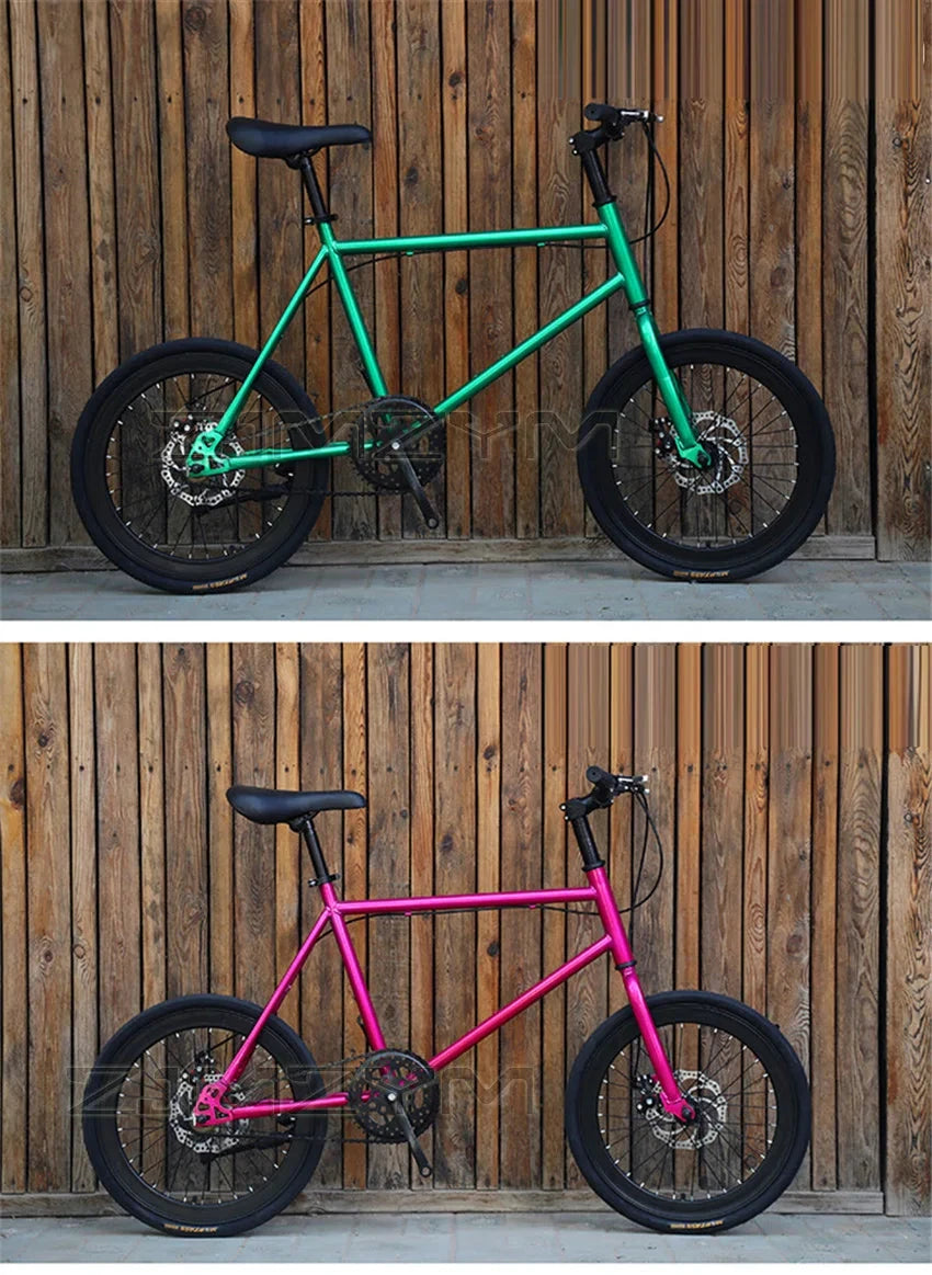 20 Inch Bike Single Speed Fixie Bike Double Dsic Brake Bicycle Freewheel Frame Mini Bicycle Height Adjustable 75-90cm MANDOTOS