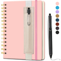 Pink Girls A5 Travel Leather Notebook Spiral Notebook with Pen Holder & Pen for Writing - MANDOTOS INTERNATIONAL