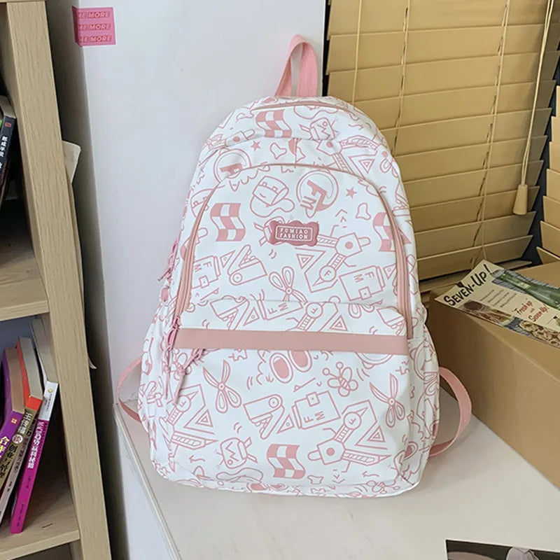 Large Capacity School Bag Travel Bags Girl Boy Bookbags High Teenager Student Plaid Backpack Cute Print Schoolbags