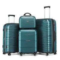 Teal 4-Piece Luggage Set (12/20/24/28 Inch)  Hardside Suitcase Trolley with Spinner Wheels, Fashionable & Elegant Travel Luggage